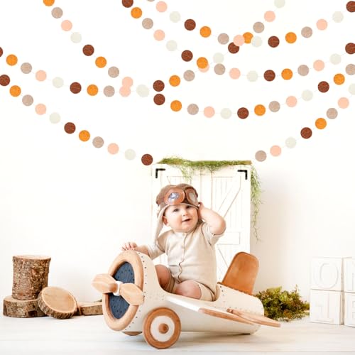 Image of Orange Brown Rose-Gold Party-Decorations Streamers-Garland - 52ft Boho Fall Groovy Birthday Hanging Paper Banner,Autumn Burnt Baby Bridal Showe Neutral Wedding Sunset Bachelorette Decor Hugfond
