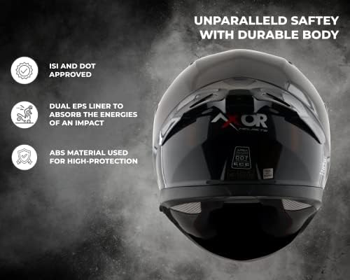 Image of Axor Apex Solid ISI ECE DOT Certified Matt Black Full Face Dual Visor Helmet for Men and Women with Pinlock Fitted Outer Clear Visor and Inner Smoke Sun Visor Dull Black(M)