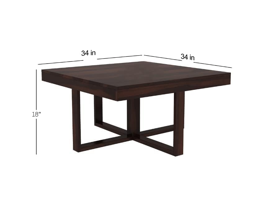 Image of Soild Sheesham Wood Centre Coffee Table with 4 Stools for Living Room Hall Bedroom Office|Wooden Center Coffee Table for Outdoor Garden Home | (Walnut2)