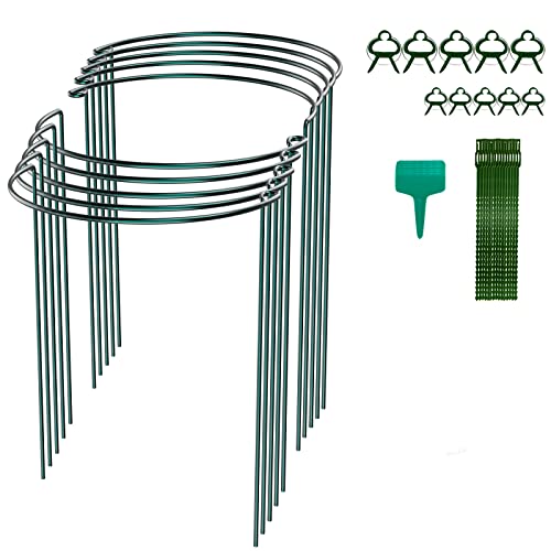 10 Stück Pflanzenstütz pfahl, Garten Blumenstütze Strauchstütze Metall Garden Halbrund Stützring käfighalter Rankhilfe Klettergitter für Tomaten Gemüse Blumen Pflanzenanbau Grenzstütze (61*25cm) Cover