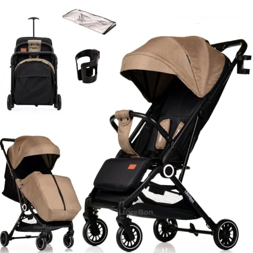 Lightweight Stroller Baby Pushchair Compact Travel Buggy One Hand Foldable Upgraded Wheels All Seasons Stroller Up to 22kg - 48 Months Cabin Approved (Khaki SPD1)