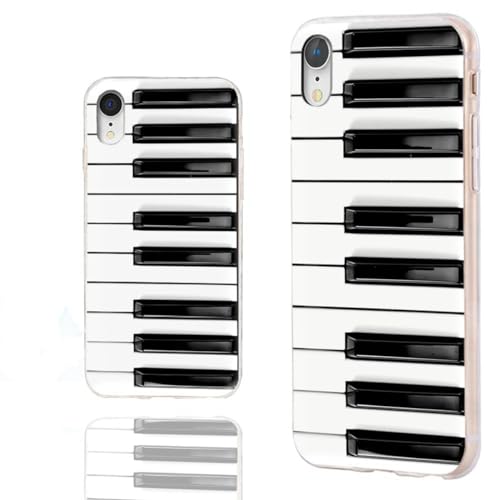 ARTIOSIT for iPhone XR Case for Women Men Girl,Full Protective Shockproof Thin Slim Soft TPU Clear Case Cover for Music Lover Fan iPhone XR 6.1,Music Lover Fan Musical Instrument Black White Piano Key
