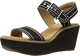 Clarks Women's Aisley Orchid Wedge Sandal, Black Suede, 9.5 M US