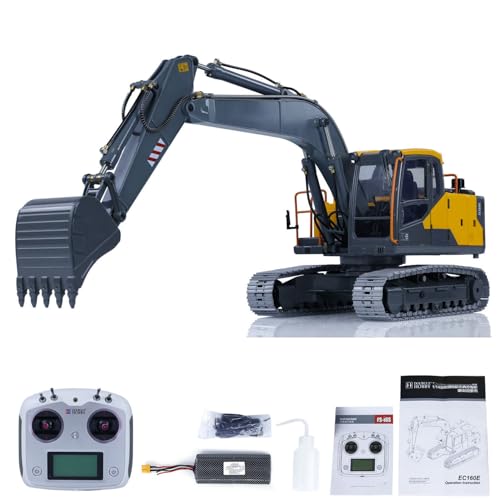 wheelfun Double E RC Hydraulic Excavator for 1/14 EC160E E111 Alloy Remote Control Diggers Model I6S Radio Controller Light Hobby Grade Model for Adult Hobby