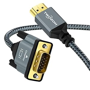 Twozoh Cable HDMI a VGA 1M, Aleación de aluminio Shell Nylon trenzado y chapado en oro Soporte 1080P/60Hz