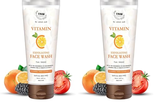 Image of TNW-The Natural Wash Vitamin C Face Wash - 100ml | Enriched with Niacinamide, Orange Peel & Tomato Extracts | Face Wash For Glowing, Refresh & Toned Skin | All Skin Types | Facewash For Men & Women