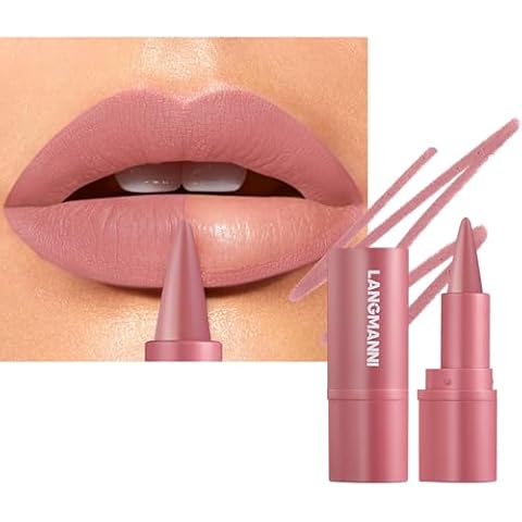 Jolilab 2 in 1 Lip Liner Lipstick Set, Gradient Matte Nude Velvet Lip Liner Pencil High Pigmented Long Lasting Natural Smooth Lip Makeup Easy-to-Use Crayon Form and Cone Tip（01#.） Cover