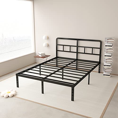 Maenizi Full Bed Frame With Headboard, 14 Inch Full Size Bed Frame No Box Spring Needed Support Up To 3000 Lbs, Noise Free, Easy Assembely, Black #TOP3