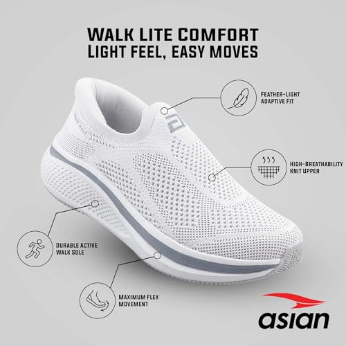 Image of ASIAN Wonderwalk Pro-01 Men's Premium Walking Shoes with Lightweight Knit Design | Soft Cushion Comfort, High-Grip Outsole, Breathable Knit and Supportive Daily Walk Performance