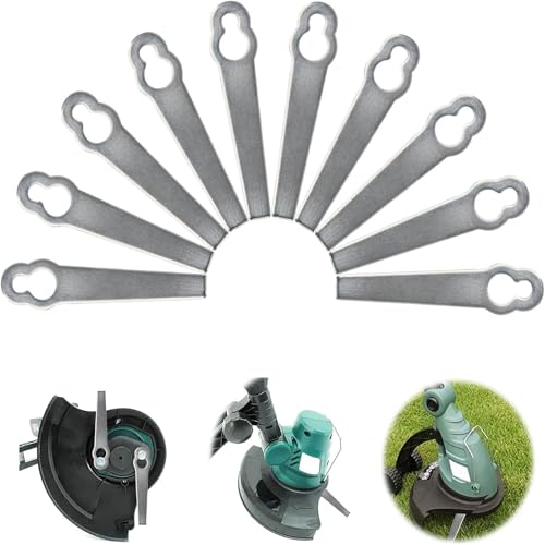 Grass Trimmer Blade Metal, Pack of 10 Replacement Blades Grass Trimmer, Grass Trimmer Knife, Replacement Blade for Lawn Mowers,Cordless Lawn Trimmer Knife Metal Replacement Blade Set, Grass Trimmer