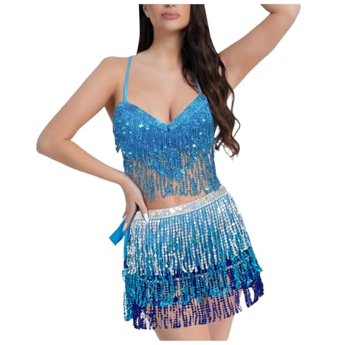 Robe de danse du ventre à paillettes tenue spectacle avec soutien-gorge franges