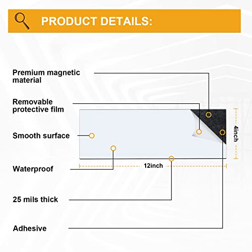 4Pcs 12" X 4" Bumper Sticker Magnets, Flexible Magnetic Bumper Sticker Sheet With Self Adhesive, Turn Any Decal Into A Magnet #TOP1