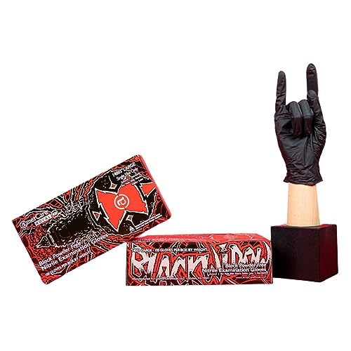 AmerCareRoyal Black Widow Nitrile Latex Free Disposable Gloves - Powder-Free, Exam Grade Gloves with Textured Grip - Large, Black, Case of 1000