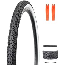 WEEROCK 26 x 1.75 Inch Bike Tire One/Two Pack Bicycle White Wall Side Black Tires with 1/2 Pack Inner Tubes Folding Bead Tires Compatible with 26 Inch City Bike, Lady Bicycle, Cruiser Bikes