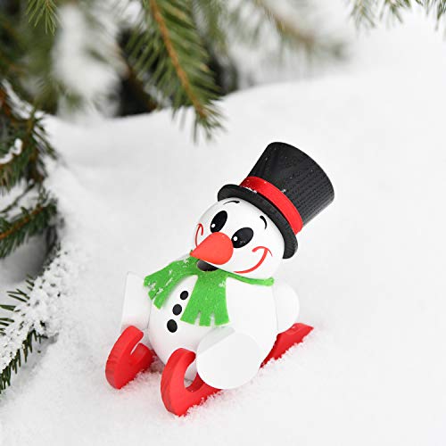 Muñeco de nieve con trineo artesanía de Seiffen regalo 6