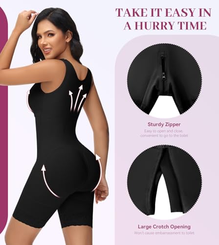 Image of M MYODRESS Fajas Colombianas Full Body Shaper Tummy Control with bra | 69% Nylon 31% Spandex, 3 Adjustable hooks and strap, semi-detachable chest design for postpartum, breastfeeding, all day wear