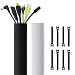 Kootek 118" Cable Management Sleeves, Neoprene Cable Organizer Wrap Flexible Cord Cover Wire Hider Reversible Black & White, Cuttable by Yourself for TV Computer Office Theater (Black)