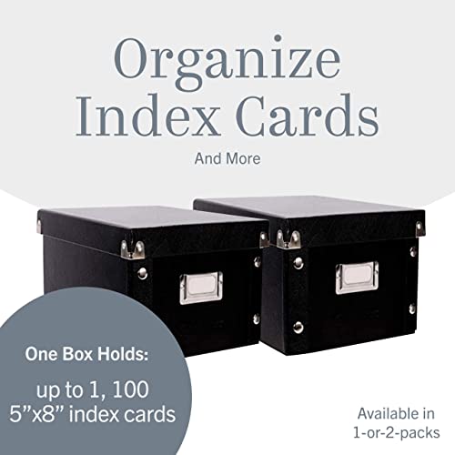 Snap-N-Store Index Card Holder - Collapsible Organizer Box Fits 1100 5X8-Inch Flash Cards - Business, Recipe, Or Note Card Storage Boxes - 2 Pack, Black #TOP1