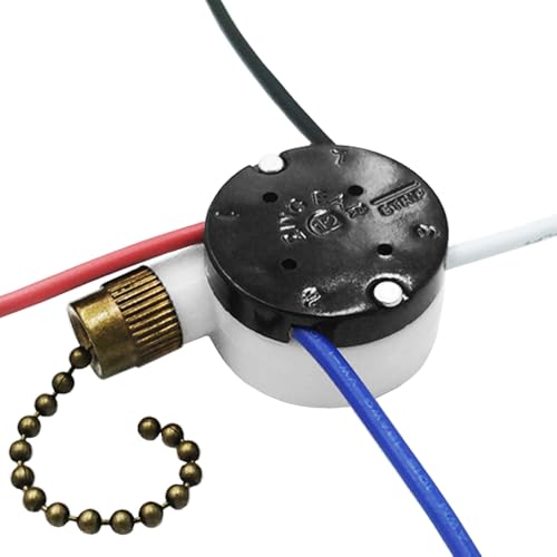 Ceiling Fan Switch Zing Ear ZE-208s E89885 3 Speed 4 Wire Pull Chain Switch with 4 Pre-Installed Wires Replacement Part for Hunter Hampton Bay Harbor Breeze Hampton Bay Fans (Bronze Chain)