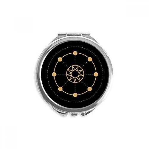 Espejo redondo portable de bolsillo con diseño geométrico de sol y estrella ideal para regalar