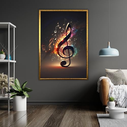 Tableau abstrait sur toile musique décoration salon moderne grand format 60x80 cm