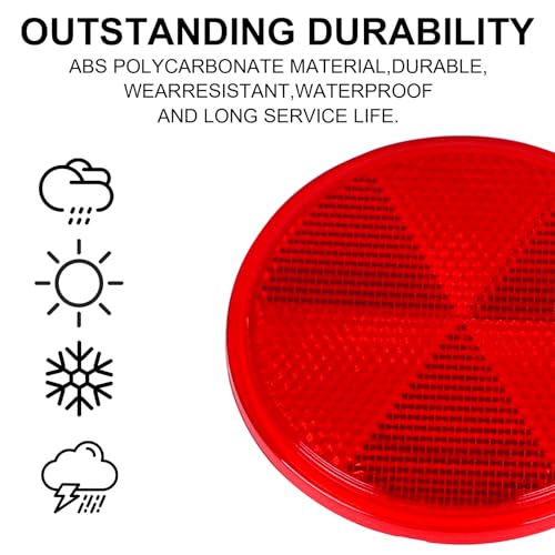 Image of 10 Pack 3 Inch Red Self Adhesive Round Reflectors, Road Safety Stick-on Rear Reflectors for Mailboxes Driveway Trailer Caravan Tunnels Truck Tractor Boat Lorry Motorcycle