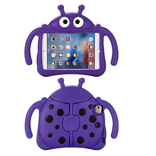 Tading Kids Case for Apple iPad Mini 5/4/3/2/1 7.9 inch Only, Kids Proof Lightweight EVA Foam Stand Cover for iPad Mini, Mini 5 (2019), Mini 4, iPad Mini 3rd Generation, Mini 2 Tablet - Beetle, Purple