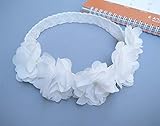 Deniferymakeup Baby Elastic Chiffon Five Flowers Headband Princess Girls White and Pink Handmade...