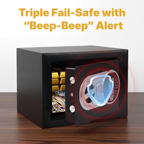 JEAWIWI Safe Box Steel 0.23 Cubic Feet, Black Fire and Water Proof Small Safe, Money Safe with Key and Electronic Keypad Security Lock, for Cash, Documents, Jewelry, 9" x 6.7" x 6.7" Inches by JEAWIWI - Image 6