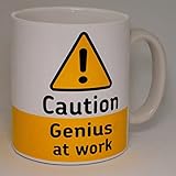 Caution Genius at Work - Taza de cerámica divertida para regalo