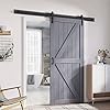 FREDBECK 36in x 84in Gray Barn Door Slab with 6.6ft (79inch) Barn Door Hardware Track Kit and Handle Floor Guide Included, Double Surfaces,Simple Assembly is Required,K-Frame,Grey