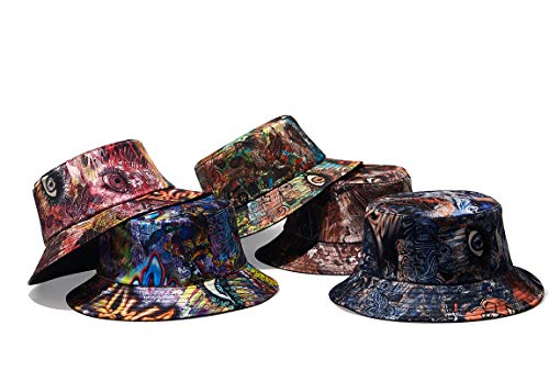 Image of Quanhaigou Bucket Hat for Men Women,Packable Reversible Printed Sun Hats,Fisherman Outdoor Summer Travel Hiking Beach Caps