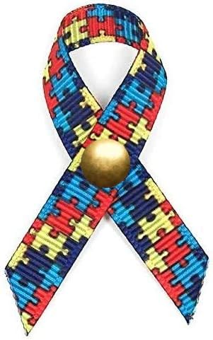 Support USA | American Made 250 Autism Fabric Awareness Ribbons - Bag of 250 Fabric Ribbons with Clutch Pins - Pin Attached