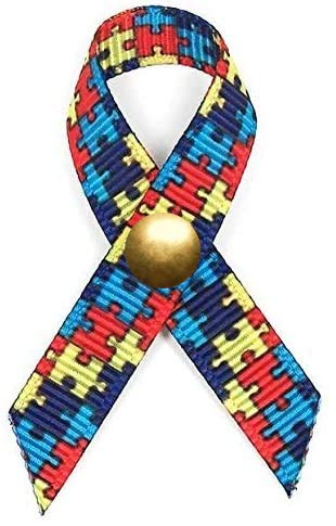 Support USA | American Made 125 Autism Fabric Awareness Ribbons - Bag of 125 Fabric Ribbons with Clutch Pins - Pin Attached