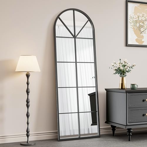 Image of OGCAU Arched Full Length Mirror, 65 inchx22 inch Floor Full Body Mirror, Black