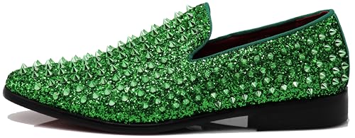 Image of SPK70 Men's Vintage Spike Dress Loafers Slip On Fashion Shoes Classic Tuxedo Dress Shoes