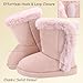 Moceen Baby Toddler Boys Girls Winter Boots Lightweight Soft Fur Lining Fashion Easy On Snow Boots for Kids Size 10 Toddler, Pink, 8207 28