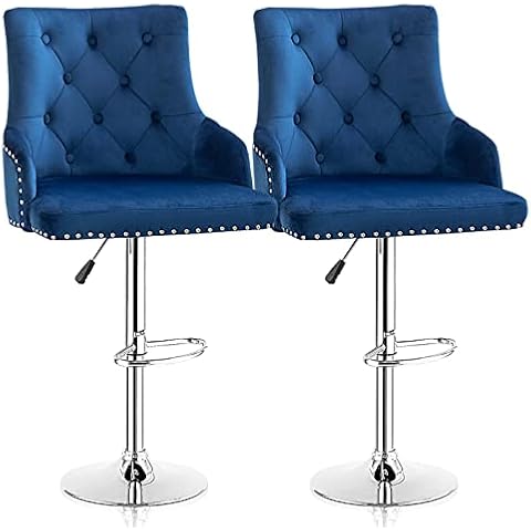 KEEPREAPER Bar Stool, Bar Stools Set of 2, Modern Height-adjustable Barstools with Tufted Rivet Trim for Kitchen Counter Breakfast Bar Lounge (Navy Blue Set of 2) Cover