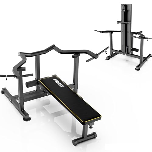 ORISYN Banco de pesas con rack, banco de pesas multifuncional, banco de pesas ajustable con marco protector, para press de banca y sentadillas, estante de acero resistente para gimnasio en casa