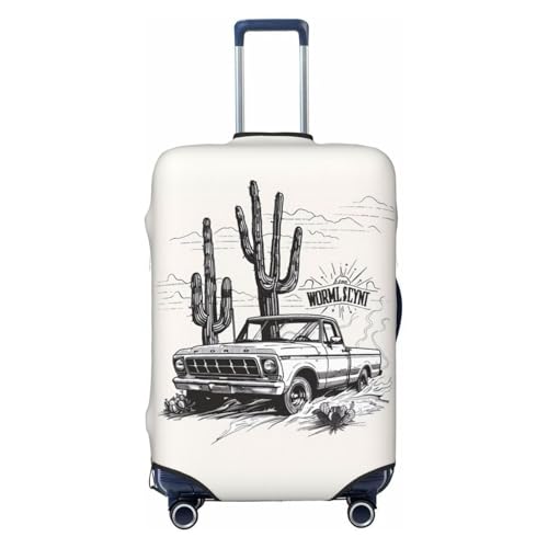 Vintage Cactus Pickup Travel Luggage Covers - Elasticity Suitcase Covers Protector for Luggage 18-32 Inch