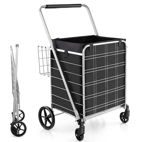 GiantexUK Folding Shopping Trolley on Wheels,...