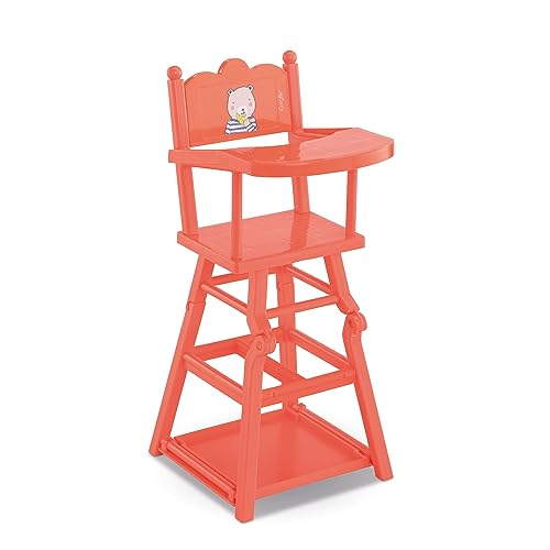 Corolle - Chaise Haute, Accessoire, pour Poupon 36 et 42cm, dès 3 Ans, Corail, 9000141040