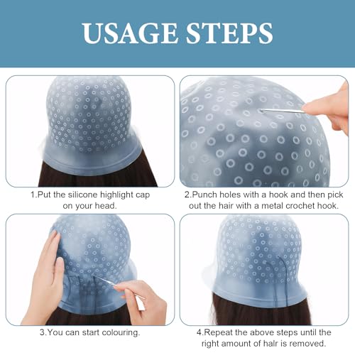 24 Teile Haarfärbepinsel Set Strähnchenhaube Haarfärbeset Strähnenhaube Haarfärbe Set Strähnchen Set Pinsel Haare Färben Zubehör mit Bürstenkamm, Haartönungsschale,Ohrabdeckung,Handschuhe,Haarspangen