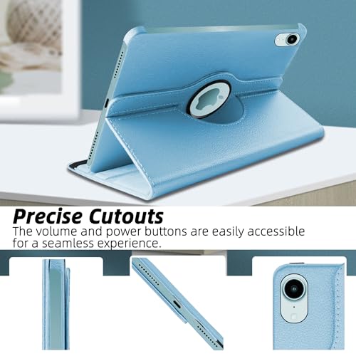 Image of TGK 360 Rotatable Smart Flip Cover for iPad mini 7 Case A17 Pro 2024, iPad mini 7th /6th Generation 8.3 inch (Sky Blue)