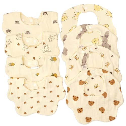 Image of DOSMINE Muslin Baby Bibs for Drooling and Teething Newborn Drool Bibs for Baby Girl Boy
