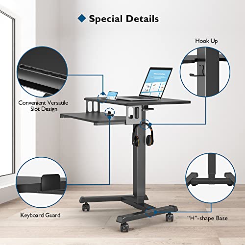 BONTEC-Mobile-Standing-Desk-with-Keyboard-Tray-Mobile-Podium-Computer-Workstation-Up-to-33Lbs-Laptop-Sit-or-Stand-Desk-on-Wheels-Height-Adjustable-Stand-Up-Table-for-Living-Room-Bedroom-Office