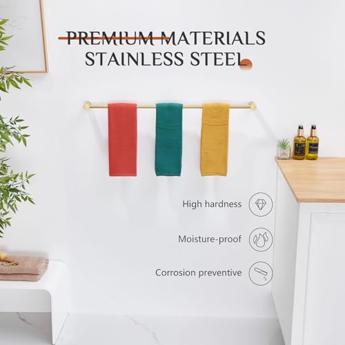 Image of KOKOSIRI Towel Holder Gold for Bathroom Hanger 36-Inch Towel Bar Wall Mounted Bathroom Hardware Lavatory Accessories Stainless Steel, B4007BG-L36