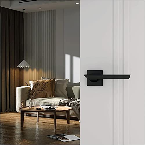 Serrure de porte de chambre à coucher noire mate rectangulaire complète - 5