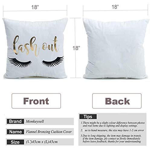 Monkeysell Pack Of 4 Black And Gold Throw Pillow Cover Bronzing Flannelette Home Pillowcases Throw Pillow Cover Love Black Gold Lips Pattern Design Rock Punk Neoclassical Style 18 Inches (White) #TOP4