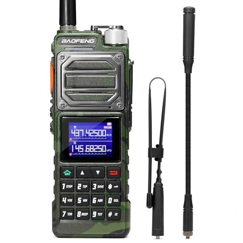 BAOFENG UV-25 Tri-Power Amateur Funkgerät Handgerät, 10W Langstrecken Radio, UHF VHF FM Air Multiband-Empfänger, 5200mAh Batterie Typ-C Laden, Taktische Schwanenhals-Antenne & Peitschen-Antenne